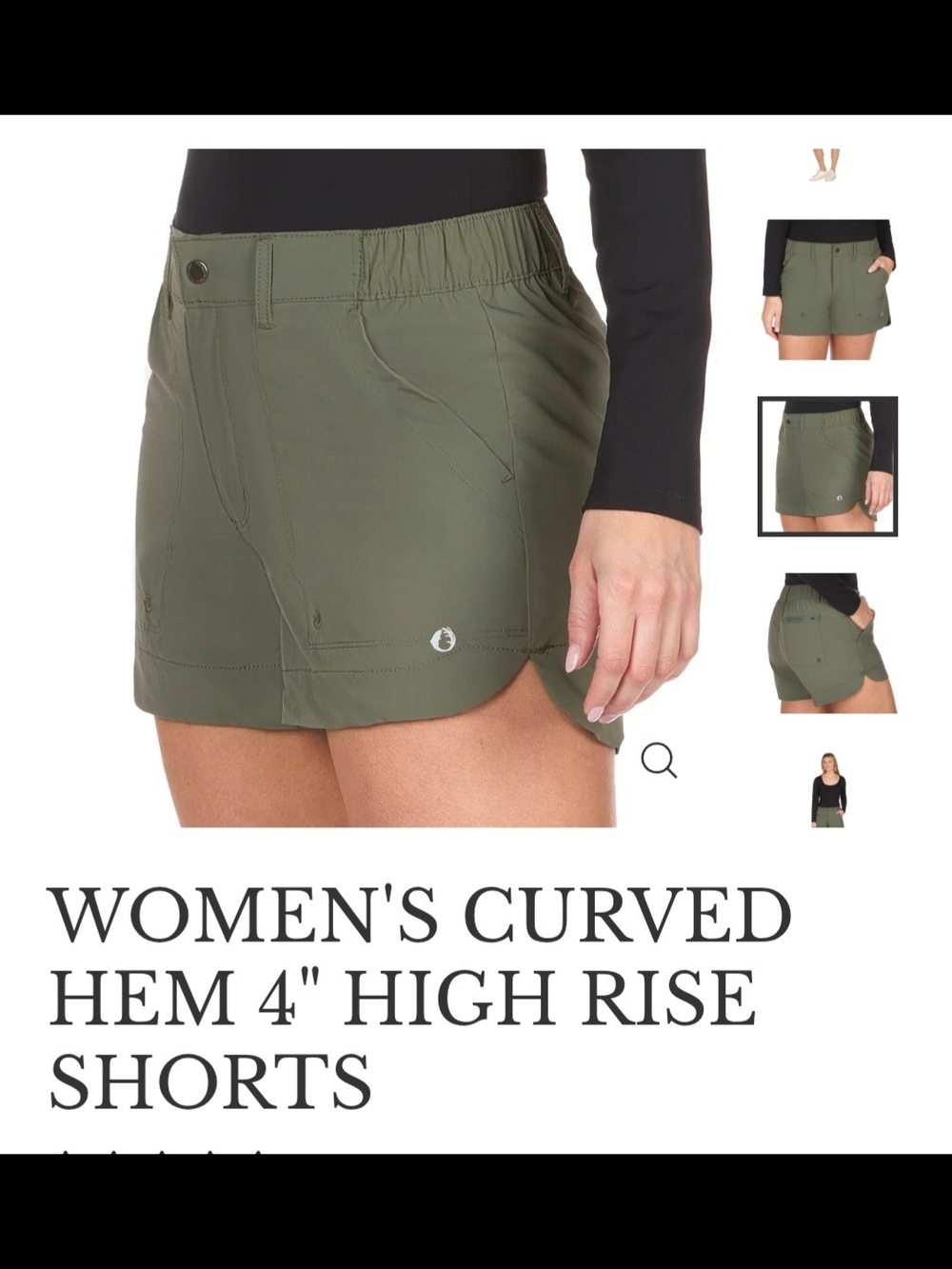 Women's Curved Hem High-Rise Athletic Shorts - Olive